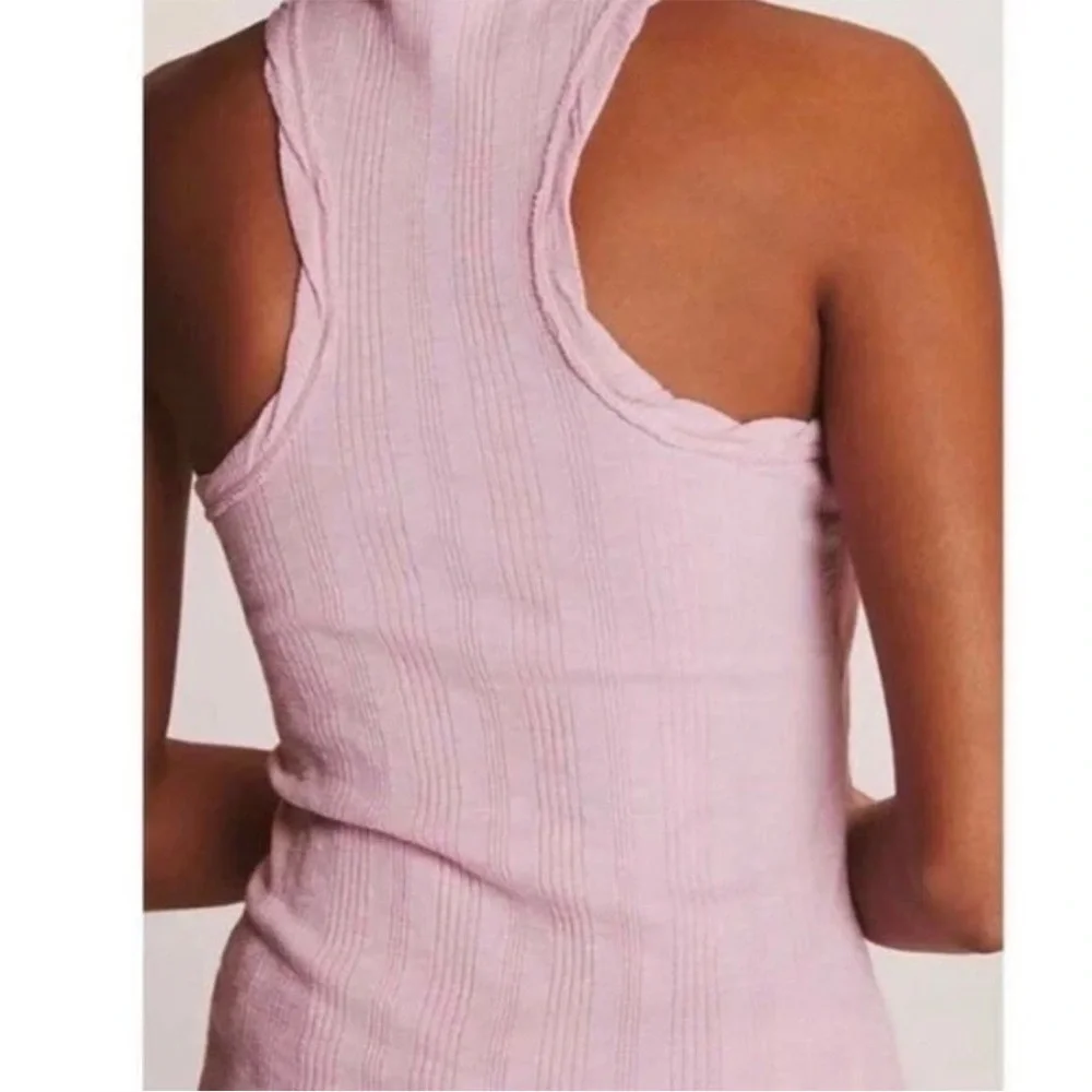 Anthropologie Pilcro Sustainable Ribbed Tank Top In Pink Size Medium Stretch - Picture 3 of 13